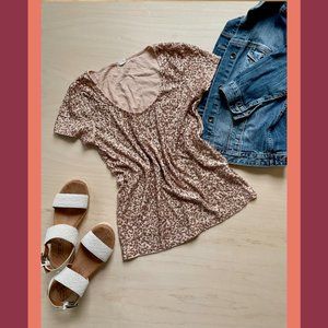 J. Crew Blush Sequin Short-Sleeve Scoop Neck Tee